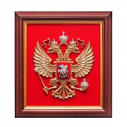 Герб России в раме из красного дерева